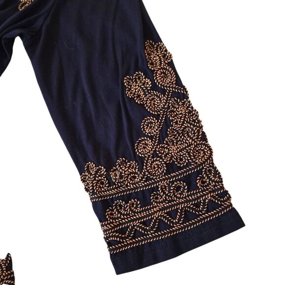 Lauren Michelle Womens Navy Blue Braided Trim Pullover Tunic Blouse Large - Picture 4 of 12